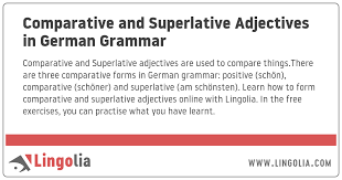 The positive is the form of the adjective that describes one noun. Comparative And Superlative Adjectives In German Grammar