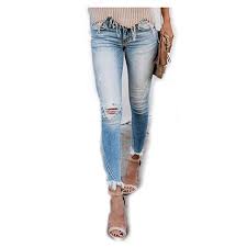 Dalia Jade Kancan Kc8393l Womens Low Rise Light Wash Distressed Fringe Hem Skinny Jeans