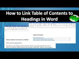 link table of contents to headings