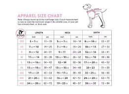 Dogo Pet Apparel Size Chart