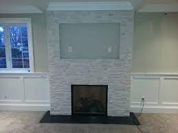 Stacked White Stone Fireplace Modern
