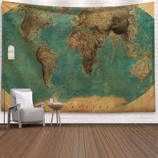 Buy World Map Tapestry Travel Map Wall