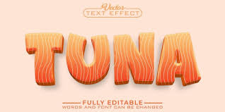 cartoon food tuna vector editable text