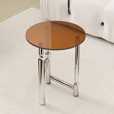 Round Glass Accent Table Metal