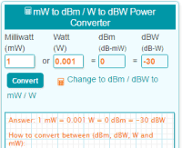 Watts To Dbm Conversion Chart Dbm To Watt Power Conversion