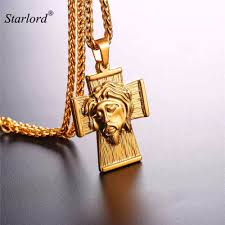 Us 10 98 Starlord Jesus Piece Pendant Necklace Stainless Steel Gold Color Chain Hip Hop Design Christian Cross Jewelry Gift Gp2641 In Pendant