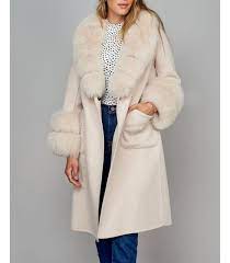 October Wool Wrap Coat With Fox Fur