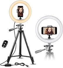 Amazon Com 10 Selfie Ring Light With 50 Extendable Tripod Stand Flexible Phone Holder For Live Stream Makeup Ubeesize Mini Desktop Led Camera Ringlight For Youtube Video Compatible With Iphone Android