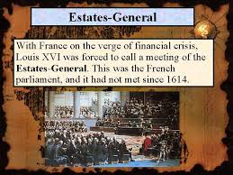 During the meeting, the king asked for a solution to the financial crisis. Liberty Equality Fraternity The French Revolution Detail From