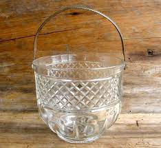 Vintage Glass Ice Bucket With Hammered