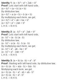 Algebraic Identities For Class 8 Formulas And Proofs