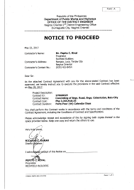 Civil Works Notice To Proceed Department Of Public Works