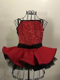 Details About Weissman Red Black Dance Costume Leotard Sequins Tutu Size Ic