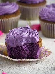ube cupcakes with ube swiss meringue