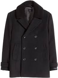 H M Wool Blend Pea Coat Black 129 H