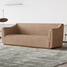 2080mm khaki minimalist velvet sofa