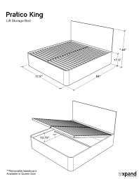 pratico king storage bed with gas lift