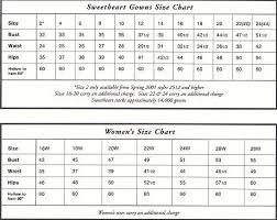 Sweetheart Size Chart Thebridalshop Com