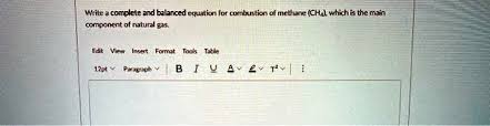 bxlanced equation for combustion 0f