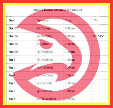 Atlanta hawks vs philadelphia 76ers! Printable Atlanta Hawks Schedule And Tv Schedule For 2020 21 Nba Season Interbasket