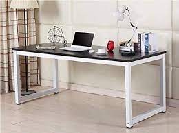 The chair(s) should also be white.{found on nestdesignstudio}. Home Office Desk 63in Writing Desks Large Study Computer Table Workstation Black Wooden Top White Metal Leg Buy Online At Best Price In Uae Amazon Ae