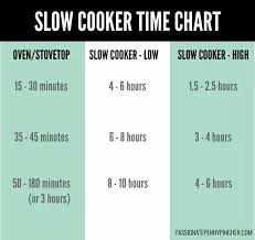 Slow Cooker Time Chart Food Slow Cooker Recipes Slow