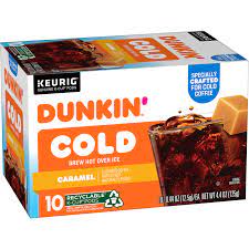 cold caramel k cup pods dunkin coffee