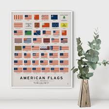 American Flags Timeline Print Poster