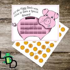 Piggy Bank Reward Chart Track Achievements And Meet Goals