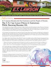 E.T. Lawson's Newsletter Offers Energy News & Special Offers | E.T. Lawson