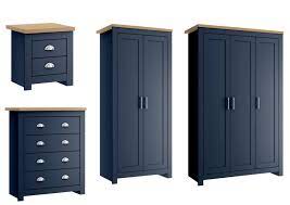 Need help choosing blue bedroom furniture ? Birlea Winchester Bedroom Furniture Navy Blue Oak Tops Satin Silver Handles Ebay