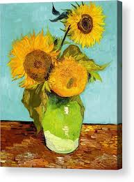 The hague, wednesday, 19 july 1882. Three Sunflowers In A Vase Acrylic Print By Vincent Van Gogh