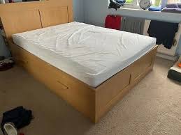 ikea brimnes king size bed in oak with