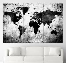 Black White World Map Canvas Print