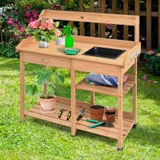 Fir Wood Potting Bench With Open