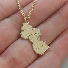 14k gold guyana map necklace delicate