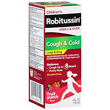 Childrens Robitussin Cough Long Acting 4 Fl Oz Fruit Punch Flavor 8 Hour Cough Suppressant