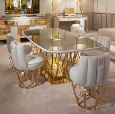 A bistro table provides a spot for a quick meal without adding clutter. Casa Padrino Luxury Designer Dining Room Set Ivory Gold 1 Dining Table 6 Dining Chairs Luxury Designer Dining Room Furniture Hotel Furniture Luxury Quality Made In Italy