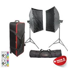 Twin Softbox Led Kit Video Constant Lighting Cases Stands Lights 5600k 100w Mkii Ebay