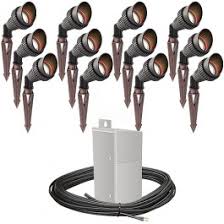 Outdoor Pro Led Landscape Lighting 12 Spot Light Kit Emcod 100watt Power Pack Photocell Mechanical Timer 160 Foot Cable