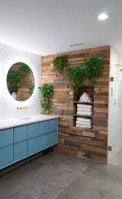 Wood Walls Warm Up An Eclectic Master Bath