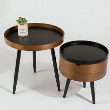 5.0 out of 5 stars. Set Of 2 Round Coffee Table Sets With Storage Tray Tabletop Metal Legs