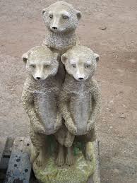 Large Stone Meerkat Family Statue