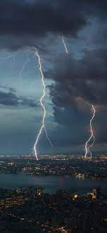 Storm, lightning, city, night 1242x2688 ...