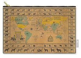 Dog Map Of The World Breeds Of Dogs From Around The World For Dog Lovers Antique Chart Carry All Pouch
