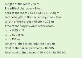cost of carpeting a room is 13m by 9m