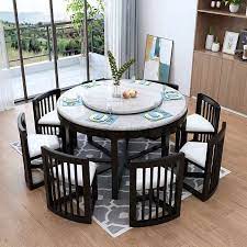 Regardless of if you're entertaining huge bunches or small numbers, this piece can. Large 8 Seater Marble Solid Wood Round Dining Table Living Room Furniture Combination Shopee Malaysia