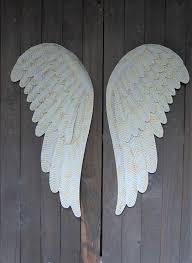 angel wings wall decor large white gold