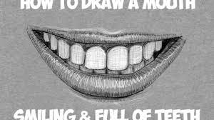 Notice how the line curves. How To Draw A Mouth Full Of Teeth Drawing A Smiling Mouth And Teeth Step By Step Drawing Tutorial How To Draw Step By Step Drawing Tutorials