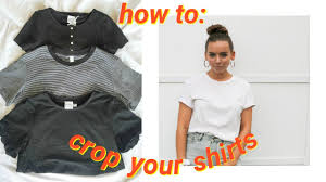 Transform your old shirt into a fringed top. The Quickest Easiest Way To Crop Tee Shirts No Sewing Youtube